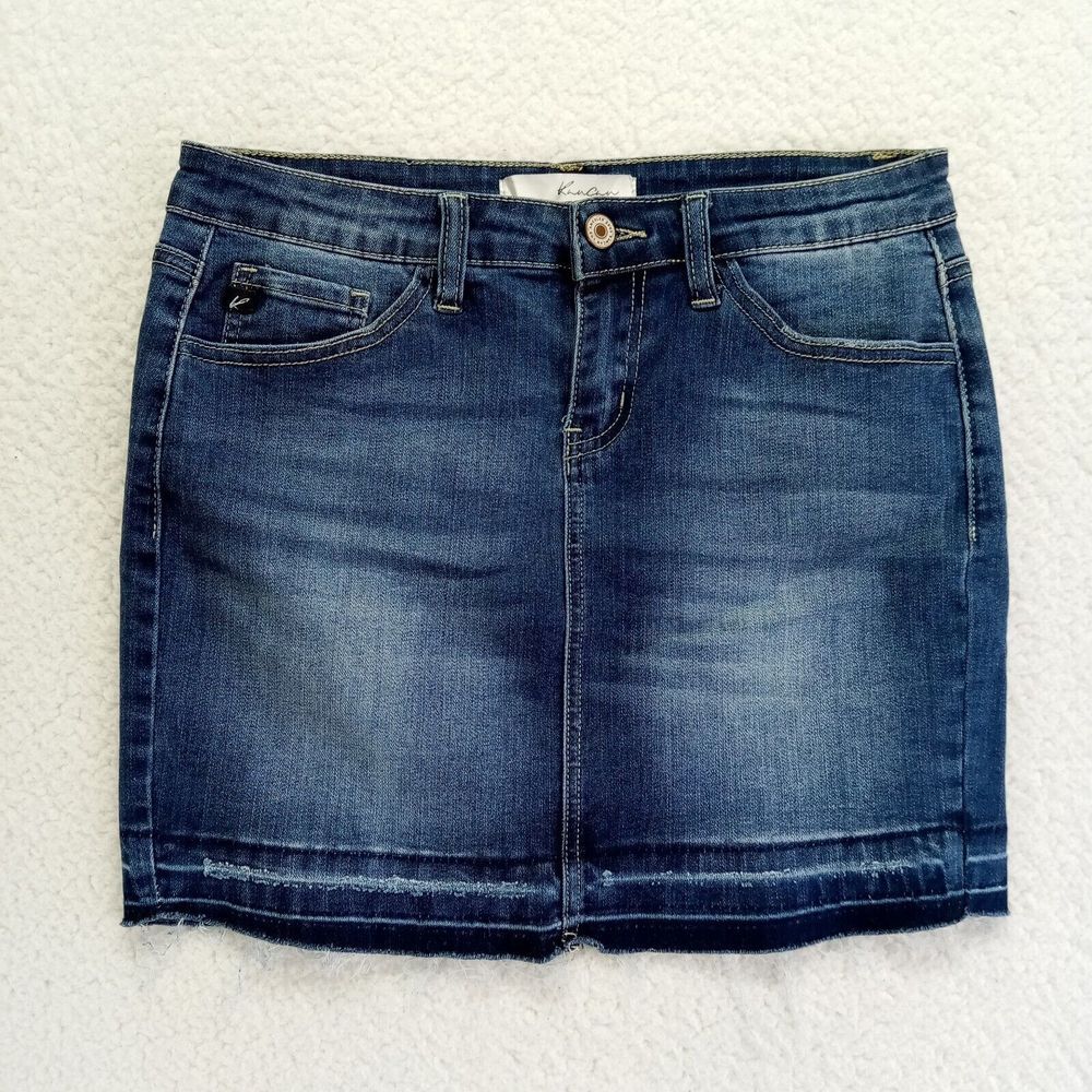 KanCan Denim Mini Skirt Womens 5/26 Stretch Cotton Blend‎ Jeans Raw Hem